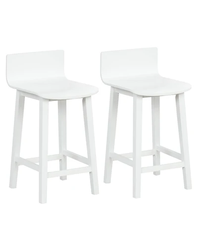 Wooden Bar Stools Set of 2 with Solid Backrest and Seat Design