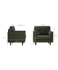 homfan Mid-Century Fabric Leisure Armchair with Wooden Support Frame, Thick Foam Padding, Quick Tool-Free Assembly and High Weight Bearing Limit