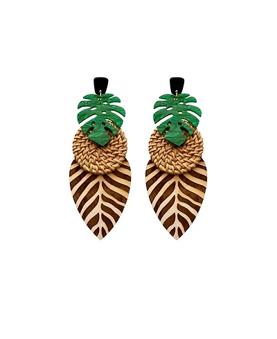 Swanky Designs Zoe Palm Stud Statement Earrings