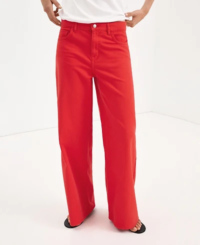Mango Women's Low-Rise Wide-Leg Colored Jeans, 32.09" Inseam