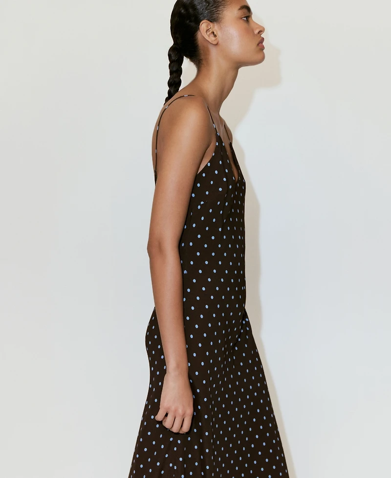 Mango Women's Floral Midi Thin-Strap V-Neck Dress