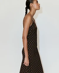 Mango Women's Floral Midi Thin-Strap V-Neck Dress