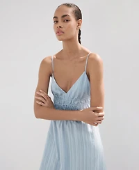 Mango Women's Striped Midi Gathered Dress