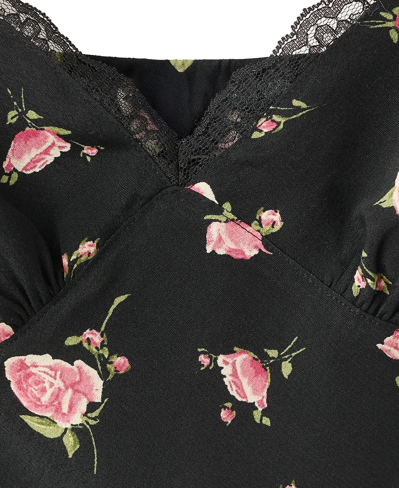 Mango Women's Short-Sleeve V-Neck Floral-Print Midi Dress