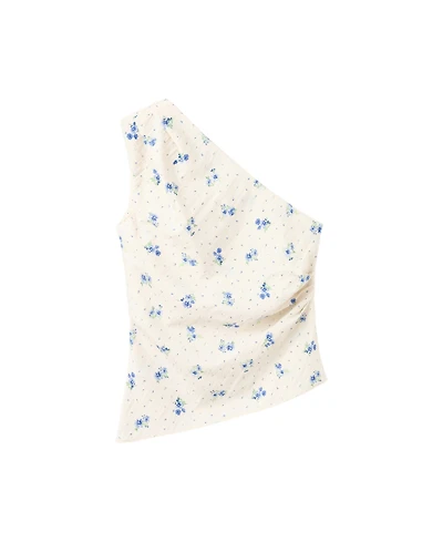 Mango Women's Floral Asymmetrical Top