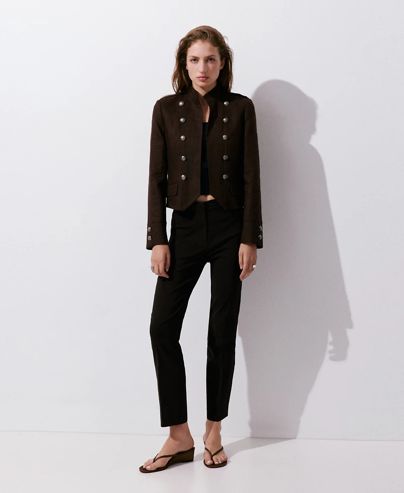 Mango Women's Mid-Rise Straight-Cut Crop Pants