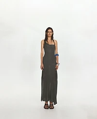 Mango Women's Asymmetrical Striped Sleeveless Knit Dress
