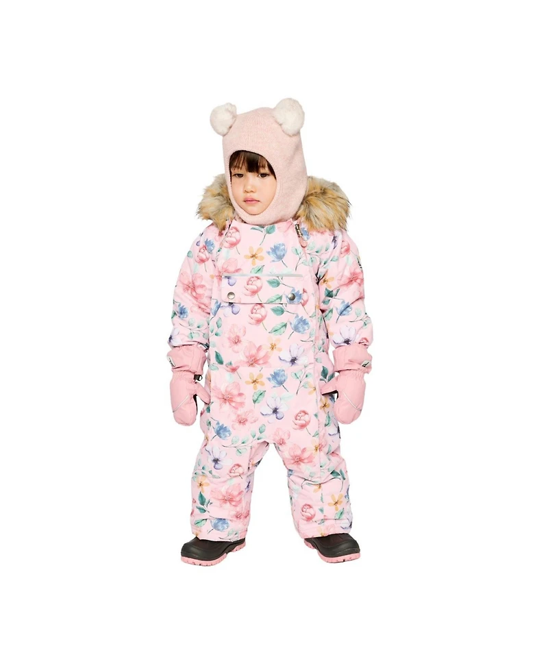 Deux par Baby Girls One Piece Snowsuit Adapted for Car Seats Floral Print