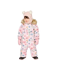 Deux par Baby Girls One Piece Snowsuit Adapted for Car Seats Floral Print