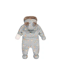 Deux par Baby Boy One Piece Snowsuit Adapted for Car Seats Animal Print