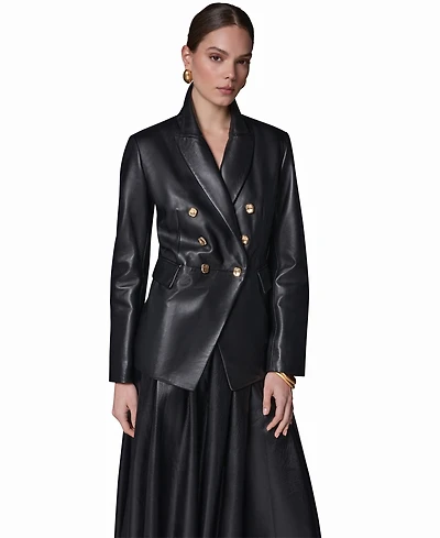 Donna Karan New York Women's Leather Blazer Coat