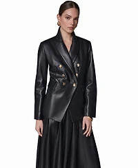 Donna Karan New York Women's Leather Blazer Coat