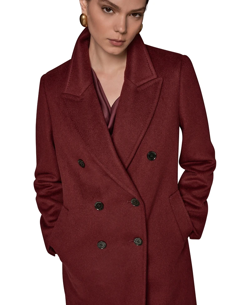 Donna Karan New York Women's Double Breasted Cashmere Wool Coat