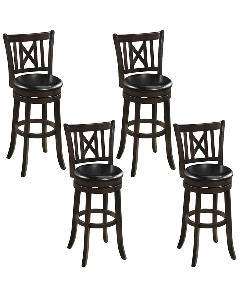 Sugift Swivel Bar Stools Set of 4 with Hollowed Backrest and Footrest