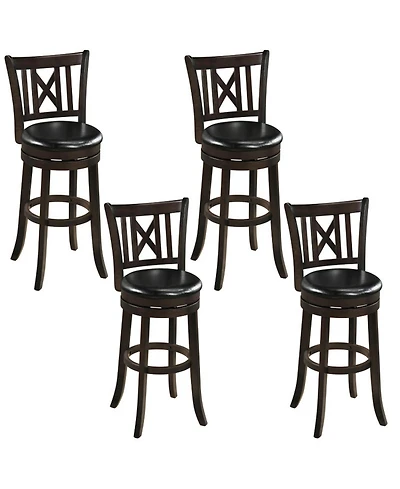 Sugift Swivel Bar Stools Set of 4 with Hollowed Backrest and Footrest