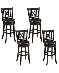 Sugift Swivel Bar Stools Set of 4 with Hollowed Backrest and Footrest