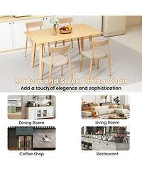 Sugift Modern Linen Upholstered Dining Chairs Set of 4 with Curved Back
