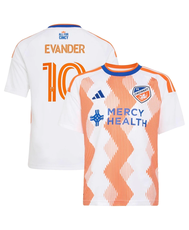 Adidas Big Boys and Girls Evander da Silva Ferreira White Fc Cincinnati 2026 The Seven Hills Kit Replica Jersey