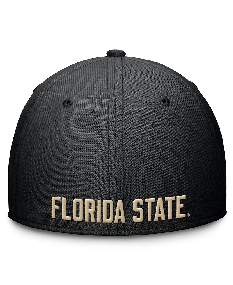 Nike Men's Black Florida State Seminoles Rise Swoosh Dri-fit Flex Hat