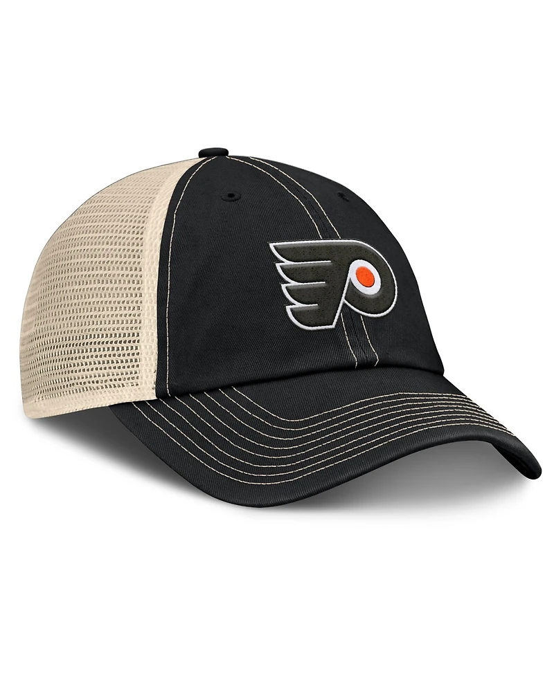Fanatics Men's Black/Natural Philadelphia Flyers Rival Trucker Adjustable Hat