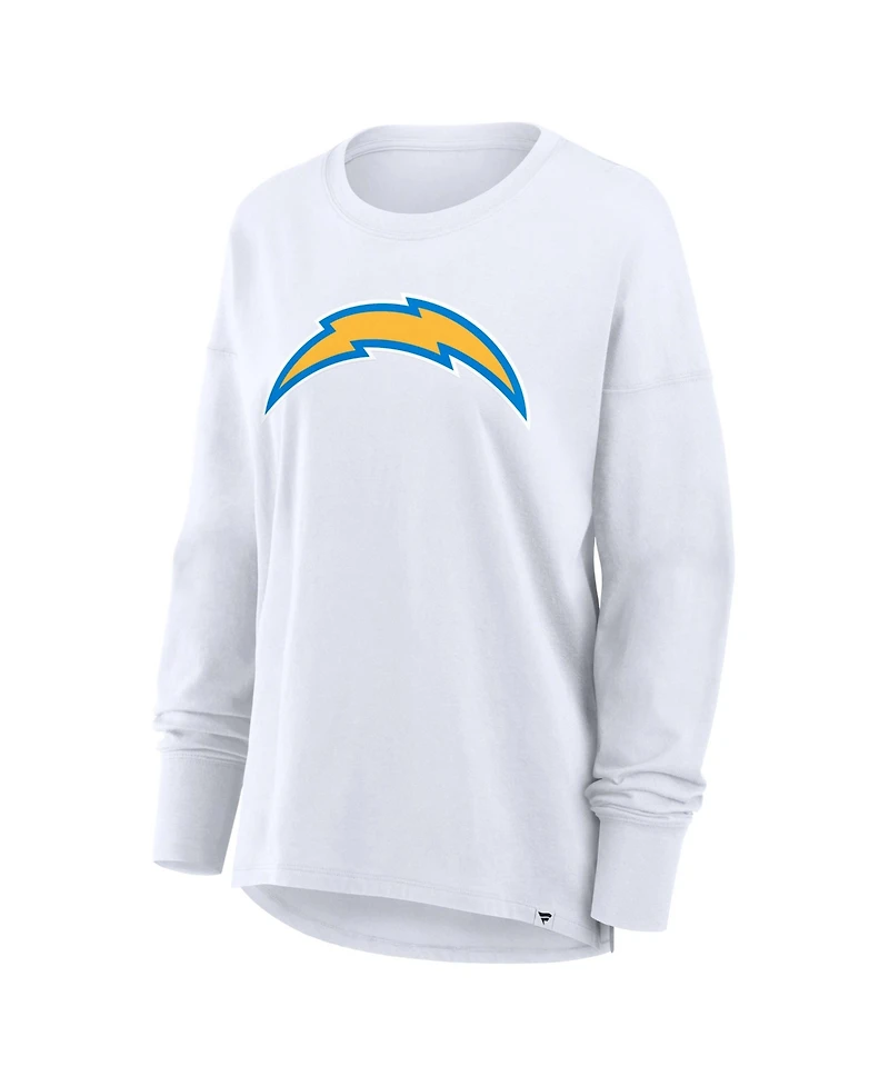 Fanatics Women's White Los Angeles Chargers Relaxed Hip Essential Long Sleeve T-Shirt