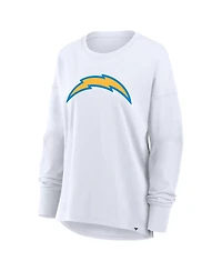 Fanatics Women's White Los Angeles Chargers Relaxed Hip Essential Long Sleeve T-Shirt