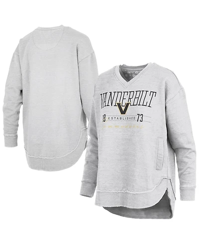Pressbox Women's Heather Gray Vanderbilt Commodores Marcus East Hall Poncho V-Neck Sweatshirt
