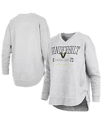 Pressbox Women's Heather Gray Vanderbilt Commodores Marcus East Hall Poncho V-Neck Sweatshirt