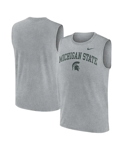 Nike Men's Heather Gray Michigan State Spartans Primetime Legend Arch Dri-fit Muscle Tank Top