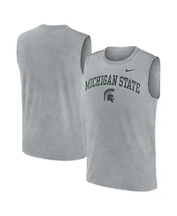 Nike Men's Heather Gray Michigan State Spartans Primetime Legend Arch Dri-fit Muscle Tank Top