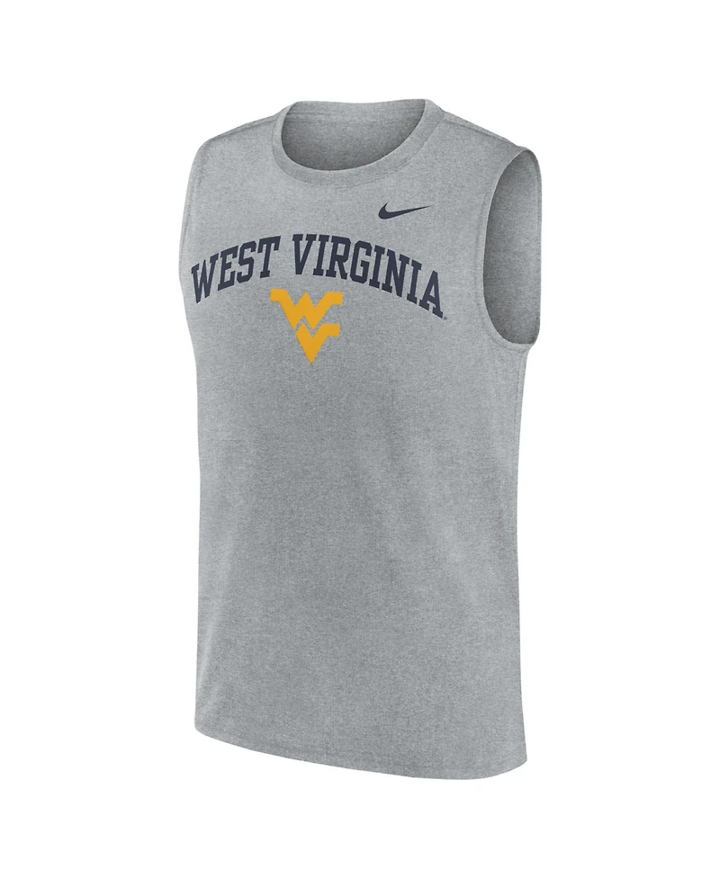 Nike Men's Heather Gray West Virginia Mountaineers Primetime Legend Arch Dri-fit Muscle Tank Top