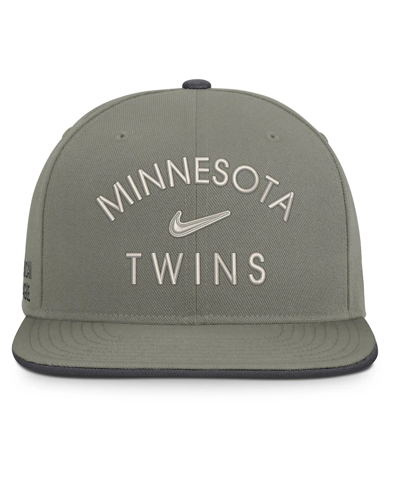Nike Men's Olive Minnesota Twins Pro Dri-fit Snapback Hat