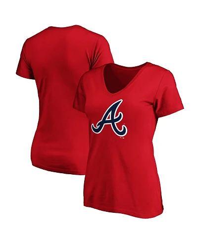 Logo Athletic Women's Red Atlanta Braves V-Neck T-Shirt