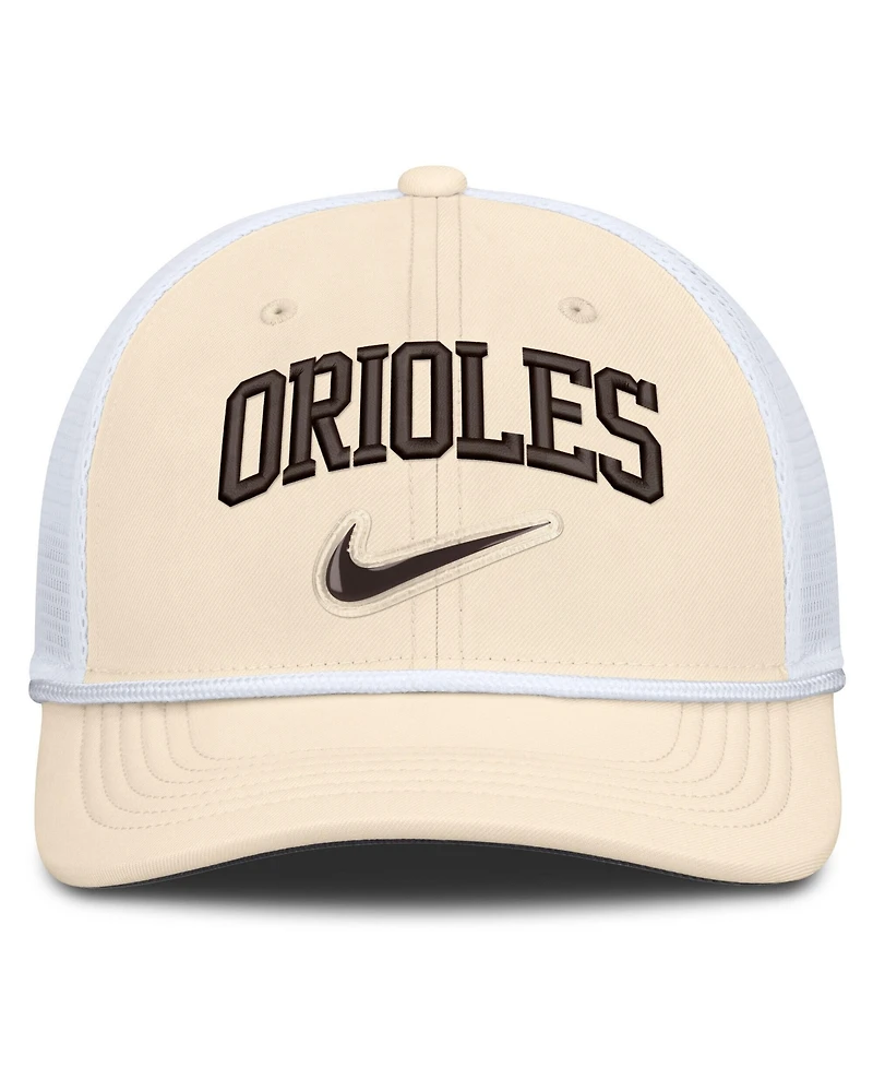 Nike Men's Natural/White Baltimore Orioles Rise Dri-fit Trucker Adjustable Hat