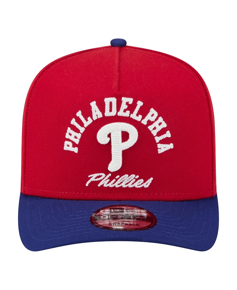 New Era Men's Red/Royal Philadelphia Phillies Arched A-Frame 9FIFTY Adjustable Hat