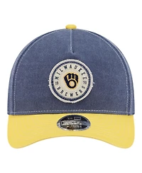 New Era Men's Navy/Gold Milwaukee Brewers Felt M-Crown 9FORTY Adjustable Hat