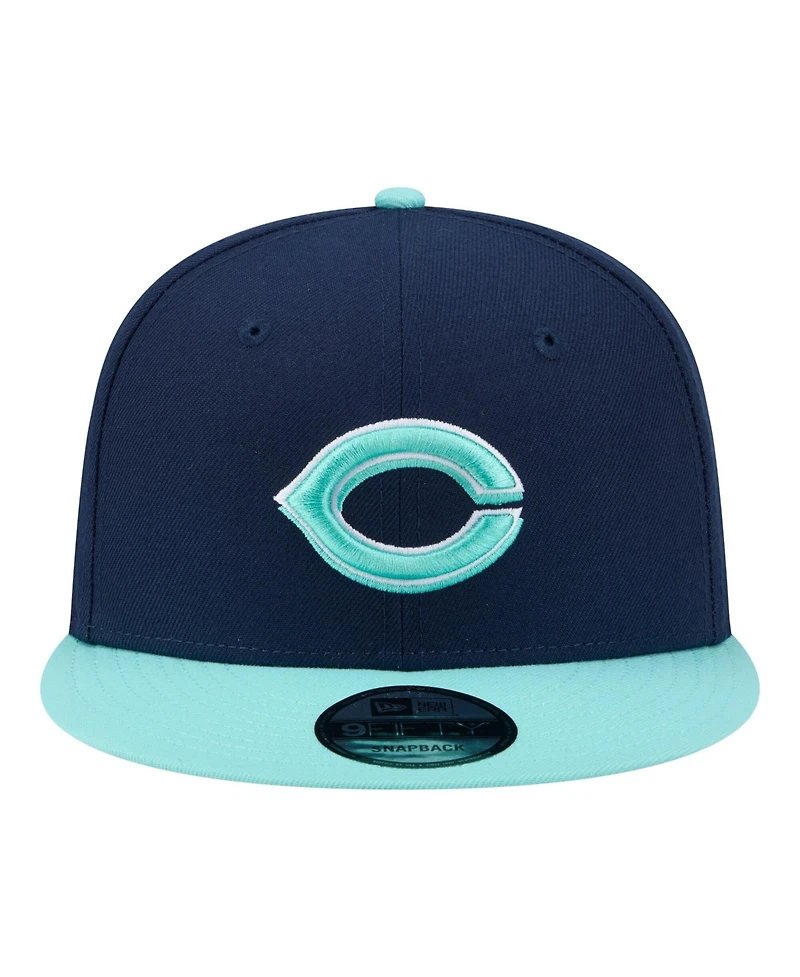 New Era Men's Navy/Turquoise Cincinnati Reds 2-Tone Color Pack 9FIFTY Snapback Hat