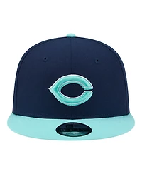 New Era Men's Navy/Turquoise Cincinnati Reds 2-Tone Color Pack 9FIFTY Snapback Hat