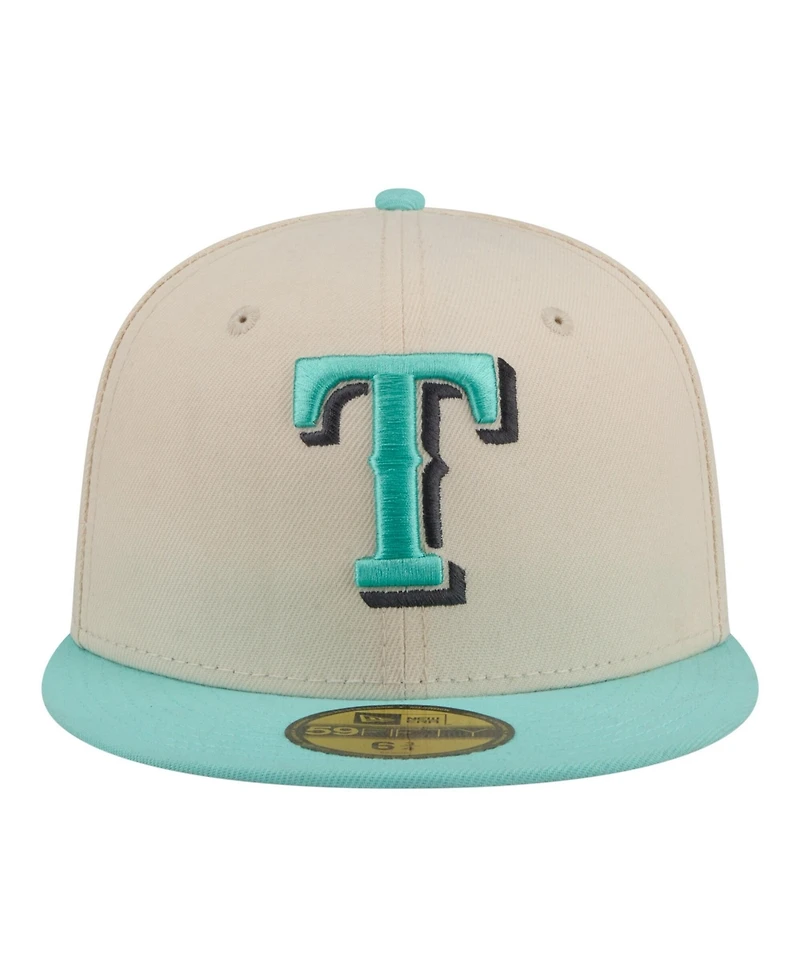 New Era Men's Light Beige/Turquoise Texas Rangers Two-Tone Color Pack 59FIFTY Fitted Hat
