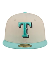 New Era Men's Light Beige/Turquoise Texas Rangers Two-Tone Color Pack 59FIFTY Fitted Hat
