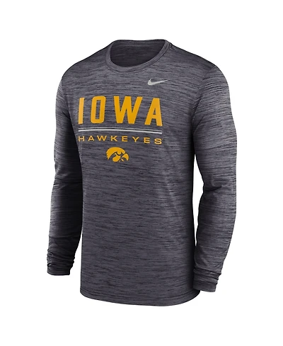 Nike Men's Black Iowa Hawkeyes Sideline Velocity Dri-fit Long Sleeve T-Shirt