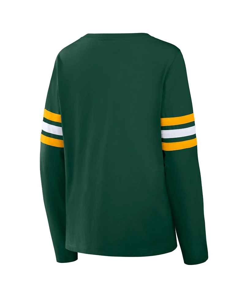 Fanatics Women's Green Bay Packers Team First Coverage Scheme Lace-Up Long Sleeve T-Shirt