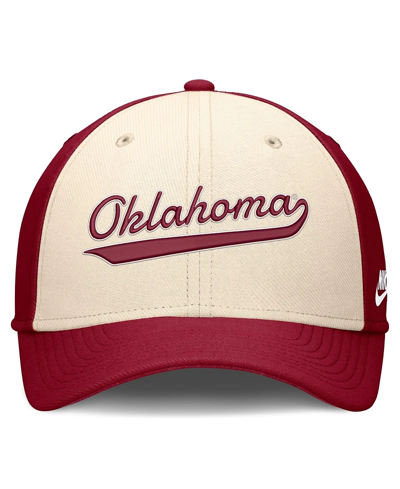 Nike Men's Natural/Crimson Oklahoma Sooners Legacy Swooshflex Dri-fit Hat