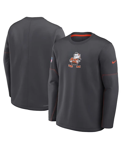 Nike Men's Charcoal Cleveland Browns Sideline Coaches Team Present Midweight Therma-fit Sweatshirt
