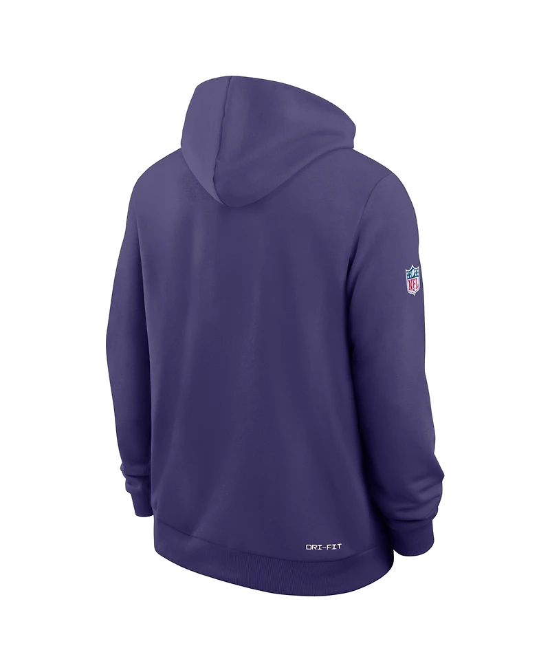 Nike Men's Purple Baltimore Ravens Sideline Standard Issue Top Prospect Dri-fit Hoodie