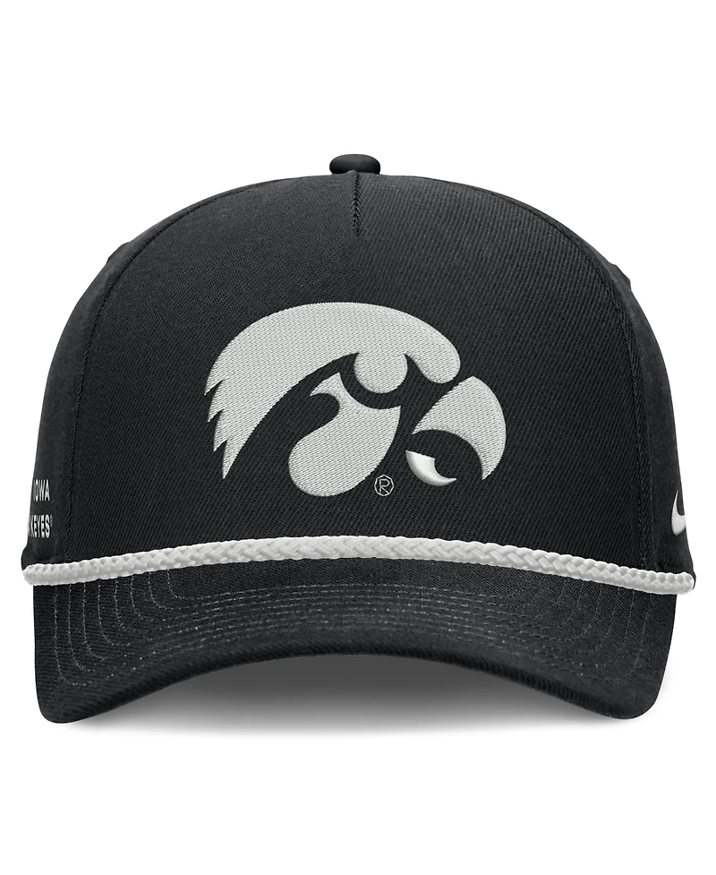 Nike Men's and Women's Black Iowa Hawkeyes Rope Rise Adjustable Hat
