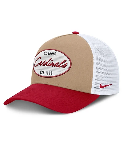 Nike Men's Khaki/Red St. Louis Cardinals Rise A-Frame Trucker Adjustable Hat