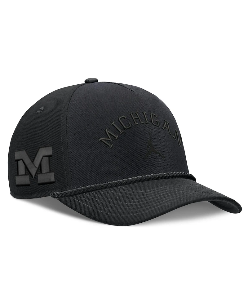 Jordan Men's and Women's Black Michigan Wolverines Campus Prep Tonal Rope Rise 5-Panel Adjustable Hat