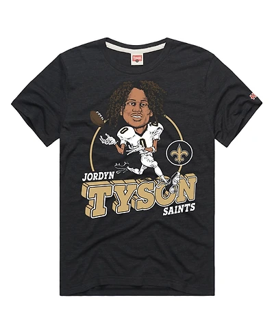 Homage Men's and Women's Jordyn Tyson Charcoal New Orleans Saints Caricature Player Graphic Tri-Blend T-Shirt