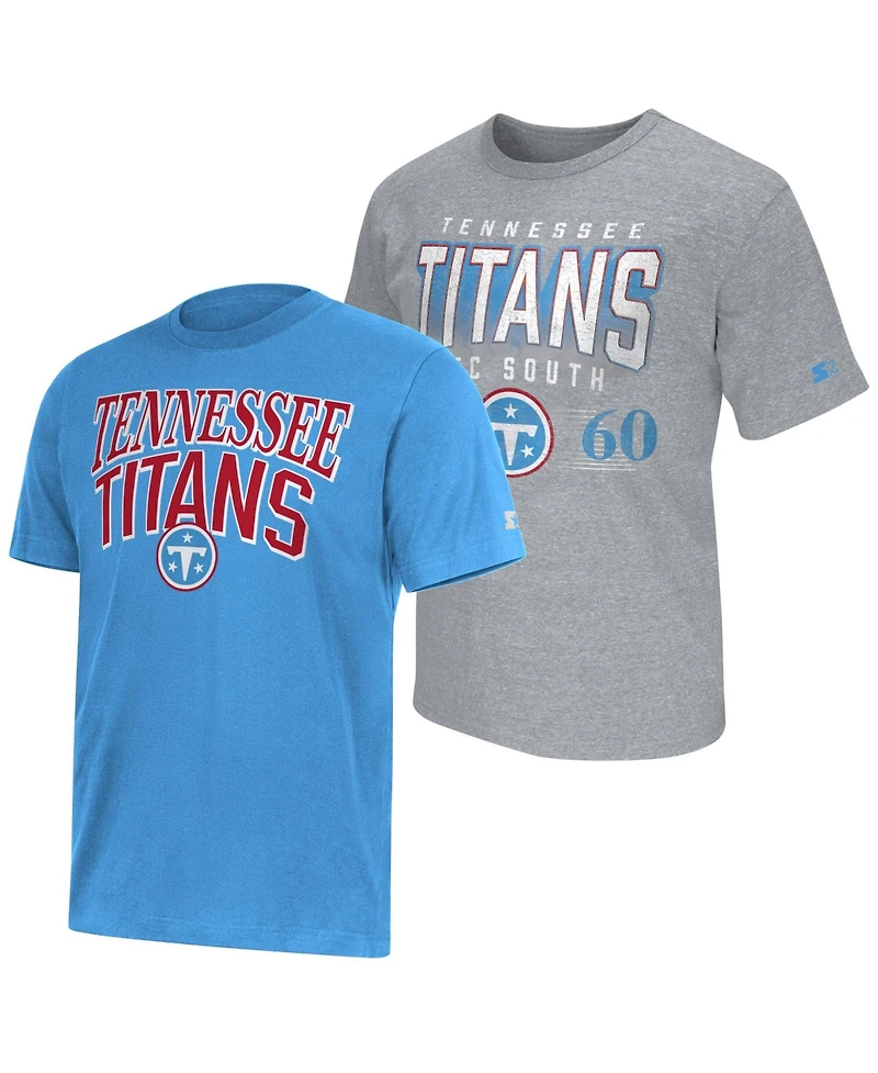 Starter Men's 2-Pack Light Blue/Gray Tennessee Titans Logo T-Shirt Set